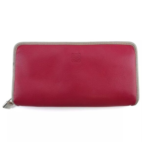 LOEWE Purse anagram pink gray gray-based leather Authentic used